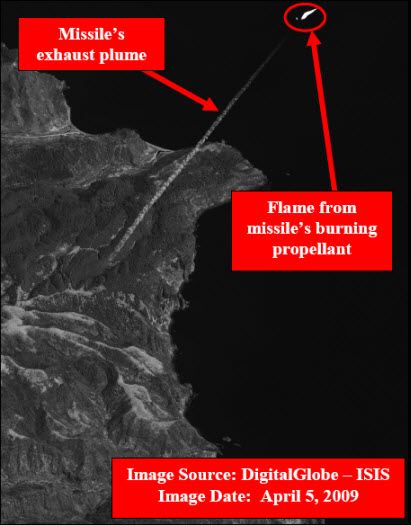 Photo satellite du missile Nord Coréen