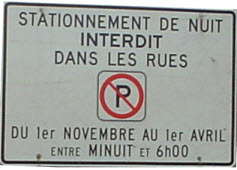 Contravention pour stationnement de nuit