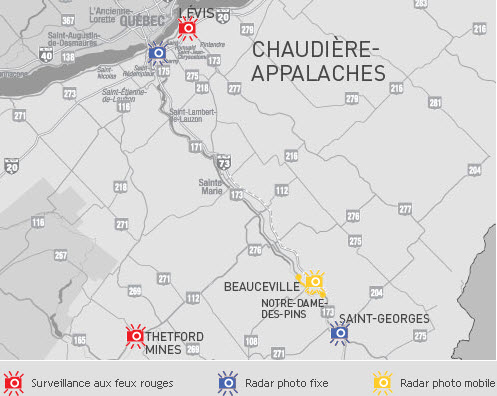 Emplacement des radars photos