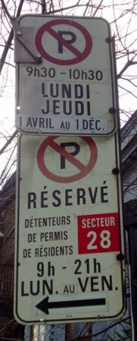 Contravention stationnement panneau résidents